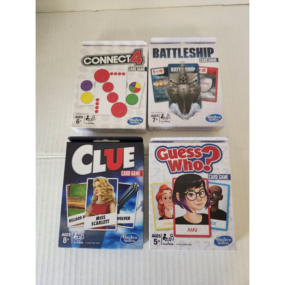 Travel Game Card Game Set Battleship, Connect 4, Guess Who, Clue (4pk)